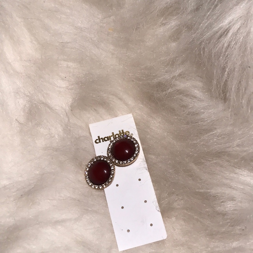 New Charlotte Russe rhinestone red oval earrings
